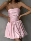 Strapless Ruched Mini Bubble Dress