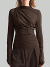 Elegant Drape Front Long Sleeve T-Shirt