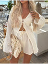 Tie-Front Cover-Up and Shorts Set