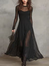 Sheer Mesh Maxi Dress Two-Piece Set