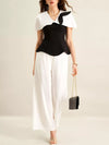 Peplum Top with Wide-Leg Pants Set