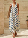 Polka Dot V-Neck Sleeveless Maxi Dress