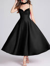 Sweetheart Spaghetti Strap Midi Dress with Collar