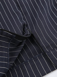 Striped Blazer & Mini Skirt Set with Neck Tie