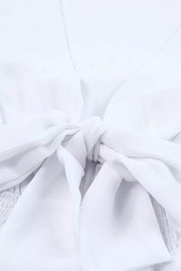 Elegant Tie-Front Ruffle Mini Dress with Smocked Wiast