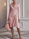 Ruched Surplice Long Sleeve Dress