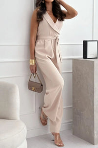 Surplice Sleeveless Wide Leg Jumpsuit