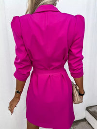 3/4 Sleeve Belted Blazer Dress
