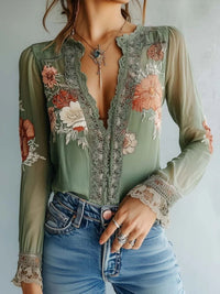 Lace Detail Floral Blouse
