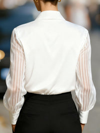 Collared Neck Sheer Sleeve Shirt