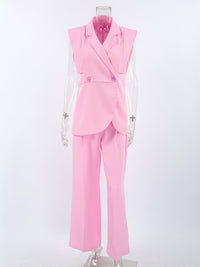Sleeveless Blazer & Wide Leg Pants Set