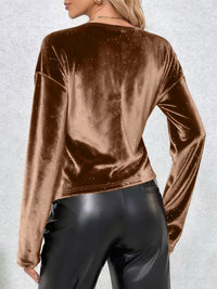 Velvet Twist-Front Long Sleeve T-Shirt