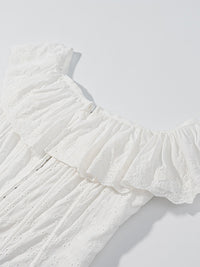 Lace Up Back Eyelet Ruffle Trim Tank