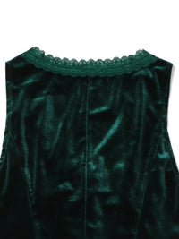 Velvet Lace Trim Button-Down Vest
