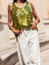 Sequin Round Neck Tank