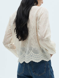 Lace Sheer Long Sleeve Shirt