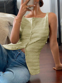 Textured Button-Front Tank