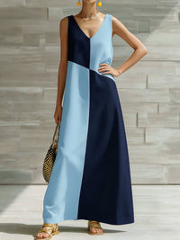 Color Block Sleeveless Maxi Dress