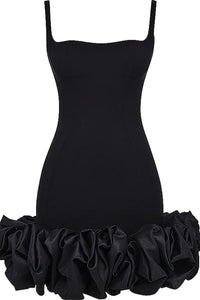 Ruched Square Neck Sleeve Mini Dress