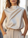Elegant Sleeveless Button-Detail Blouse