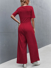 Scoop Neck Short Sleeve Jumpsuit