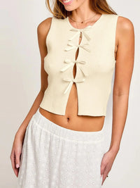 Bow Round Neck Cropped Tank