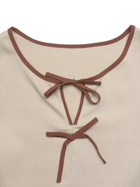 Bow Front Ruffle Hem Blouse