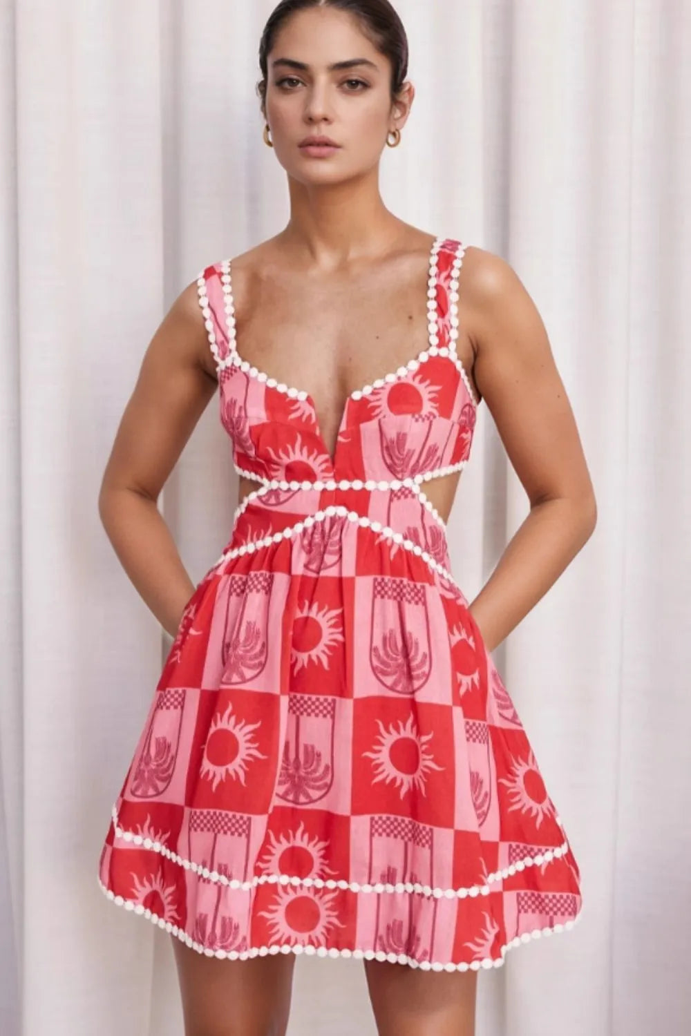 Cutout Printed Mini Dress