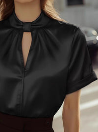 Keyhole Neck Satin Blouse