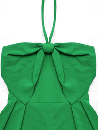 Bow Halter Neck Smocked Romper