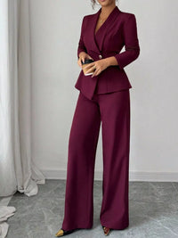 One Button Blazer and Pants Set