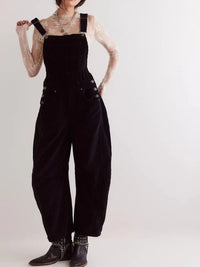 Corduroy Wide-Leg Overall with Adjustable Straps