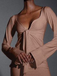 Tie-Front Long Sleeve T-Shirt