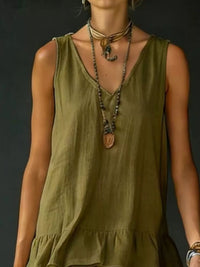 Full Size Ruffled Hem V-Neck Sleeveless Dress Plus Size