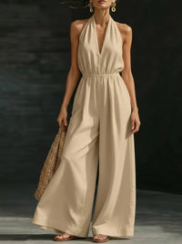 Full Size Halter Neck Wide-Leg Jumpsuit Plus Size