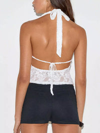 Floral Lace Halter Neck Cami