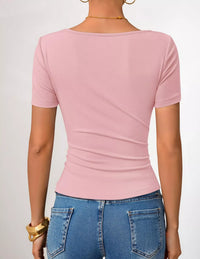 Asymmetrical Neckline Fitted T-Shirt