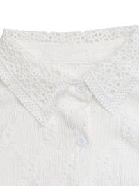 Lace Detail Ruffle Sleeve Button Up Shirt