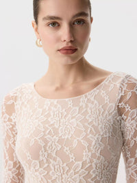 Lace Round Neck Long Sleeve Top