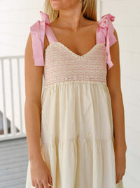 Tie Shoulder Tiered Midi Dress