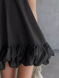 Full Size V-Neck Bubble Hem Mini Dress Plus Size