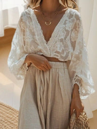 Lace Long Sleeve Top and Skirt Set
