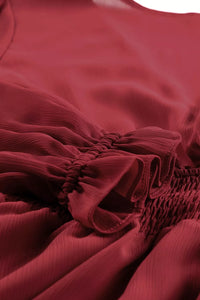 Elegant Tie-Front Ruffle Mini Dress with Smocked Wiast