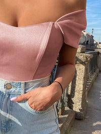 Off-Shoulder Short Sleeve Blouse
