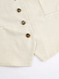 Button Up Vest and Shorts Set