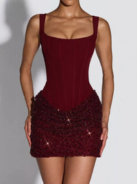 Sequin Wide Strap Mini Dress