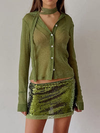 Button Up Shirt with Scarf