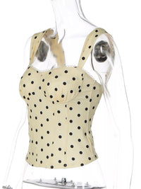 Polka Dot Sweetheart Neckline Tank Top