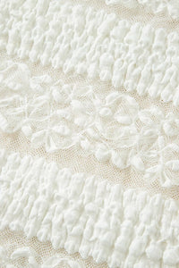 Sheer Lace Textured Patchwork Short Sleeve Top