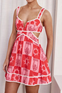 Cutout Printed Mini Dress
